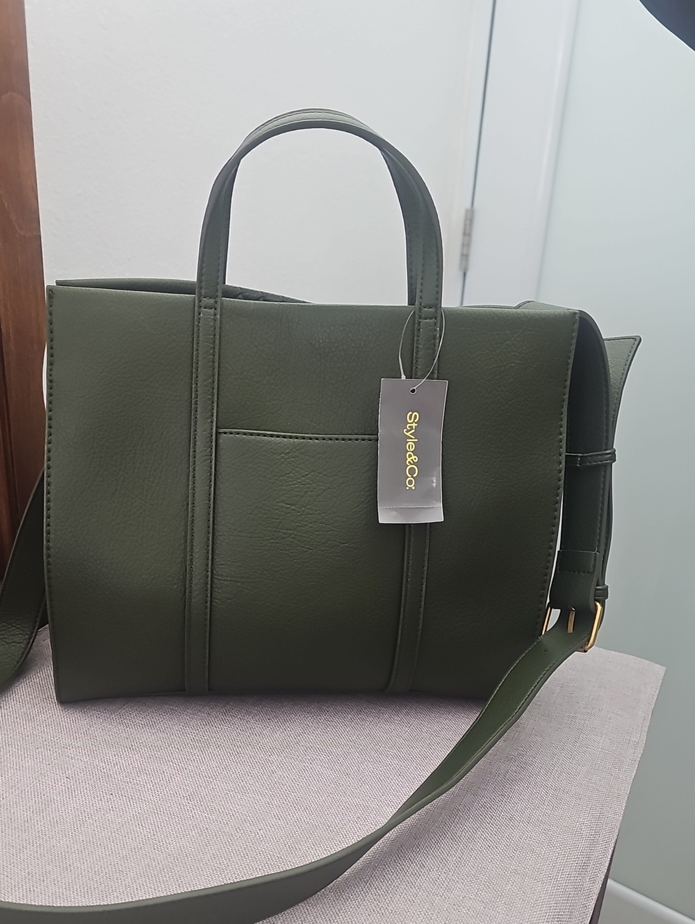 Style & Co. Woven Mediun Boxy Tote. - Picture 3 of 9